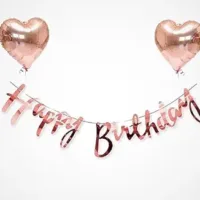 Happy Birthday Banner And Heart Foil Balloon