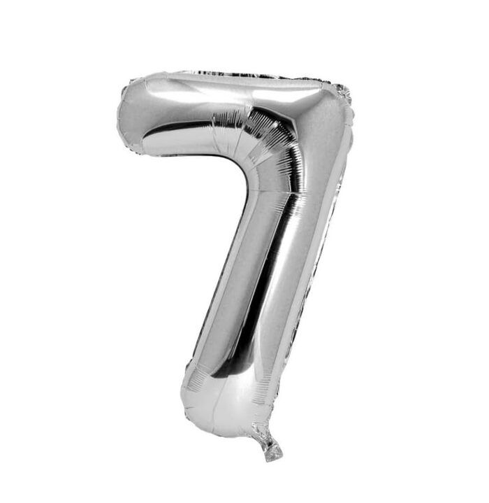 Foil Balloon 40" Inch - Silver Number Foil balloons (SILVER NUMBER 7)