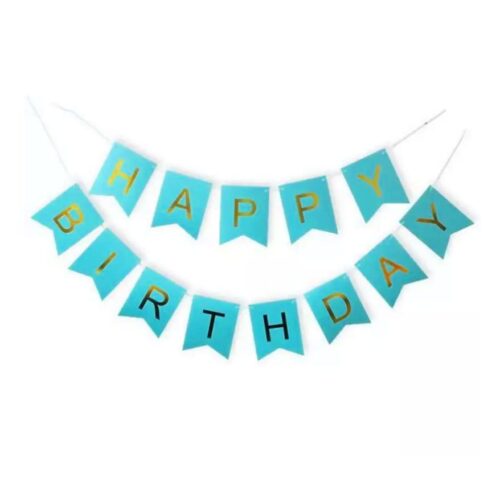 Happy Birthday Banner Bunting Flag Birthday Banner Decoration - Sky Blue