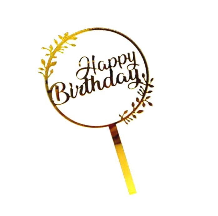 Happy Birthday Acrylic Cake Topper Gold Cake Decorations Gold Pack of 1
