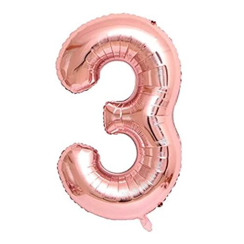 Decoration Zero to Seven Number Foil Balloon 40" Inch - Rose Gold Number Foil balloons (Rose Gold 3)