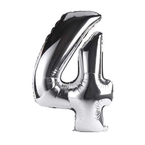 Foil Balloon 40" Inch - Silver Number Foil balloons (SILVER NUMBER 4)