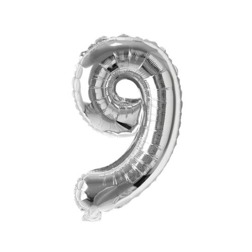 Foil Balloon 40" Inch - Silver Number Foil balloons (SILVER NUMBER 9)