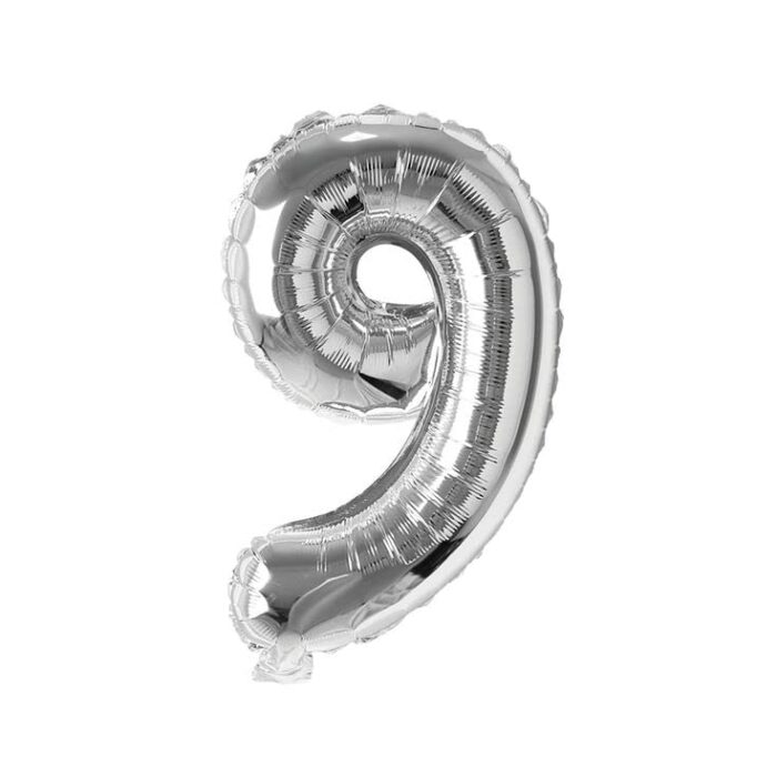 Foil Balloon 40" Inch - Silver Number Foil balloons (SILVER NUMBER 9)