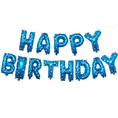 Happy Birthday Foil Balloon, Blue Theme Pack of 13 Letters 16'' inch