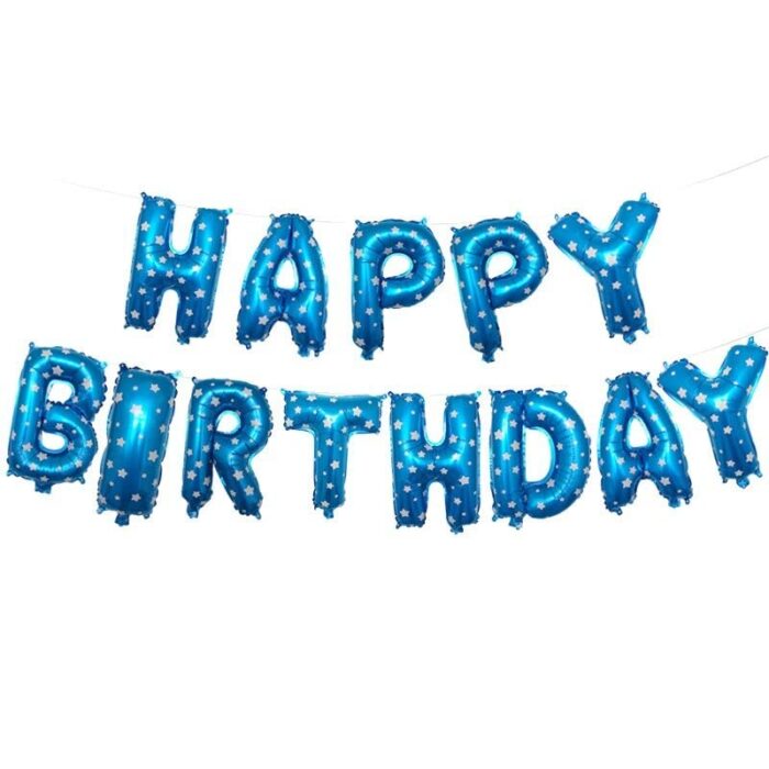 Happy Birthday Foil Balloon, Blue Theme Pack of 13 Letters 16'' inch