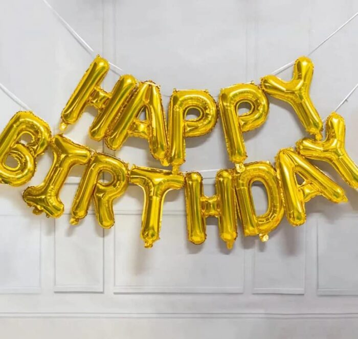 Happy Birthday" Foil Balloon Gold Pack of 13 Letters
