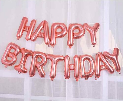 Happy Birthday 13 Letters Set Foil Balloon 16'' inch Birthday Balloon Decoration (Rose Gold)