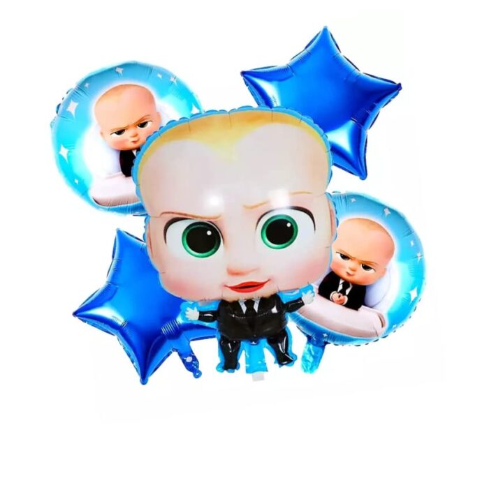 Birthday Boss Baby Decorations Foil Blue Balloon Pack of 5 Set For Boss Baby Helium Foil Balloon