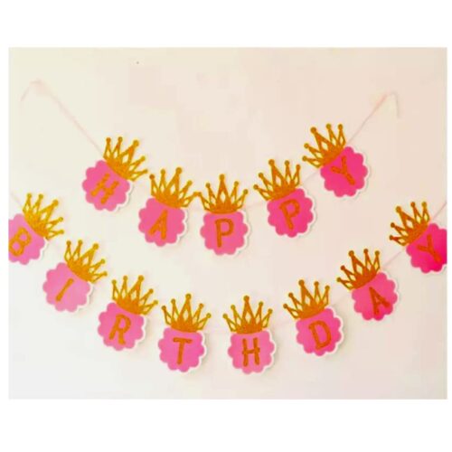 KARTQUE GLITTER HAPPY BIRTHDAY BANNER/GIRLS BIRTHDAY DECORATION/GIRL 1ST BIRTHDAY THEME PACK OF 1