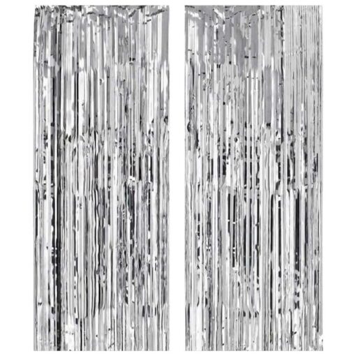 Foil Fringe Curtain | 3ft x 6.5ft Each | Metallic Backdrop Streamers for Party Birthday, Baby Shower, Cradle, Wedding Decorations 2 Pack (Silver)