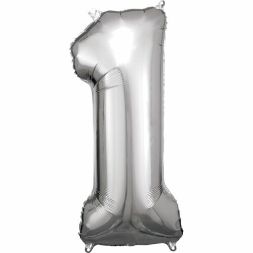 Foil Balloon 40" Inch - Silver Number Foil balloons (SILVER NUMBER 1)