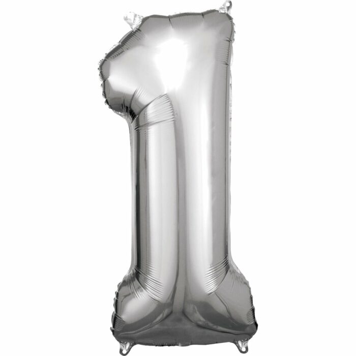 Foil Balloon 40" Inch - Silver Number Foil balloons (SILVER NUMBER 1)