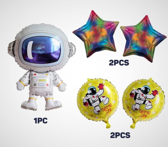 Space Birthday Decoration Items - Set of 5 Astronaut Theme Birthday Decoration | Foil Balloons for Birthday | Happy Birthday Foil Balloon Pack of 1
