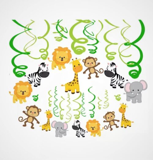 Jungle Theme Decoration Swirls Hanging - 12Pcs Set For Safari Or Animal Theme Birthday Decorations/ceiling hanging decorations/Swirls For Birthday Party Decorations Pack of 1