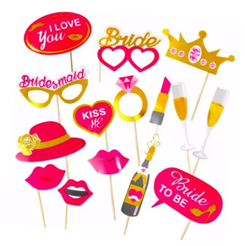 15 Pcs Bride to Be Props for Bachelorette Party | Pre Attached Sticks | Bridal Shower Props for Bride | Bride to Be Decorations | Bachelor Party