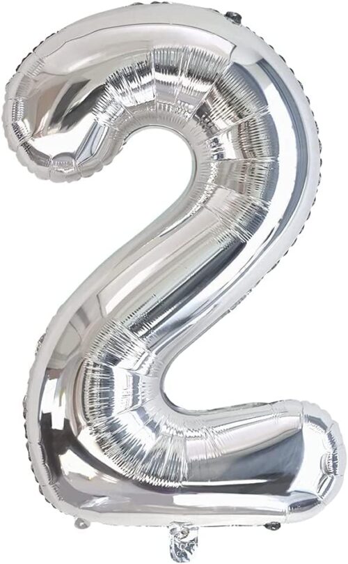 Foil Balloon 40" Inch - Silver Number Foil balloons (SILVER NUMBER 2)