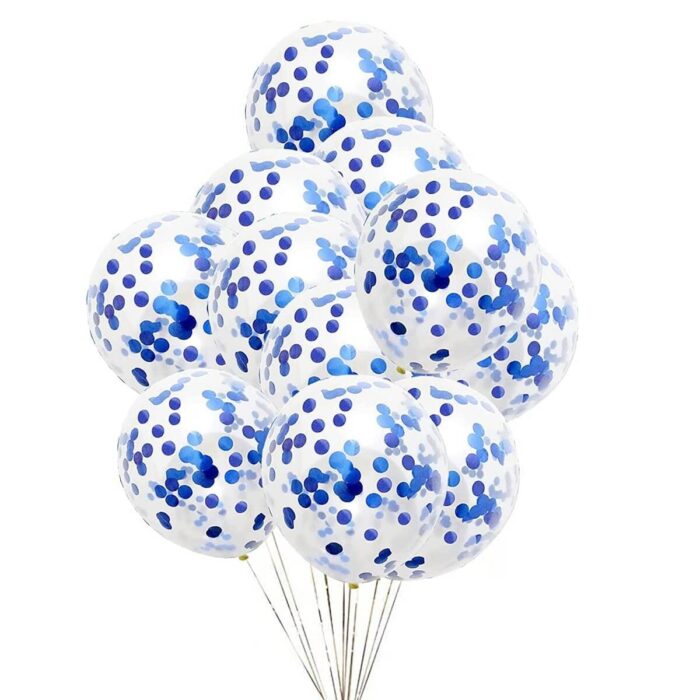 10 Pcs Blue Latex with Pre Filled Confetti Balloons for Birthday Decoration/Anniversary, Wedding/Bridal Shower/Baby Shower Decorations