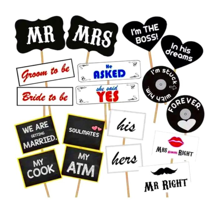 Wedding photobooth Props 18 PCS/Pre-Wedding Props for Photography Engagement Photoshoot Props