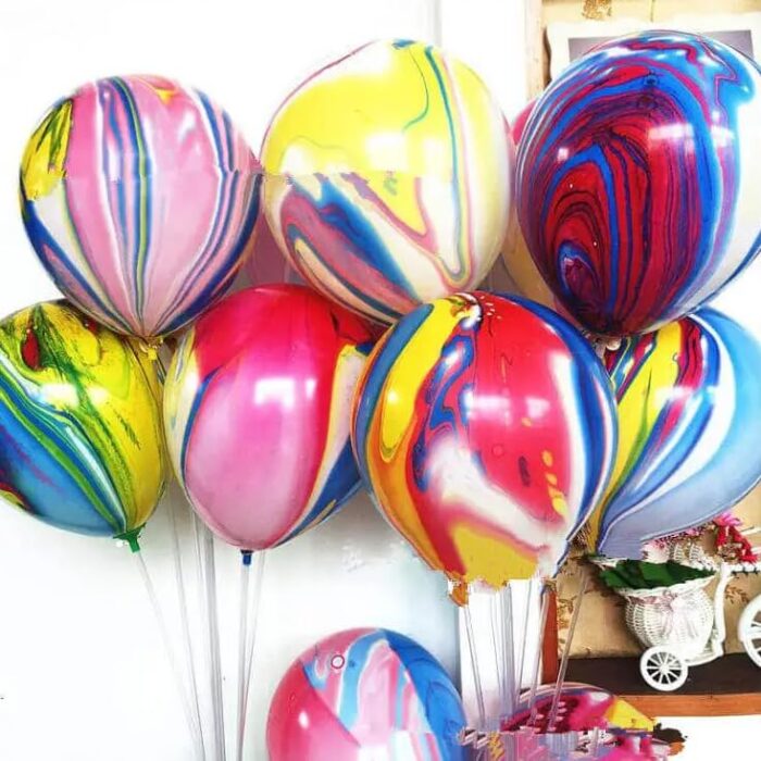 10 Pcs Rainbow Marble Latex Balloons 12 inch, Color Marble Balloons for Birthday Party Decoration, Wedding, Birthday Decoration